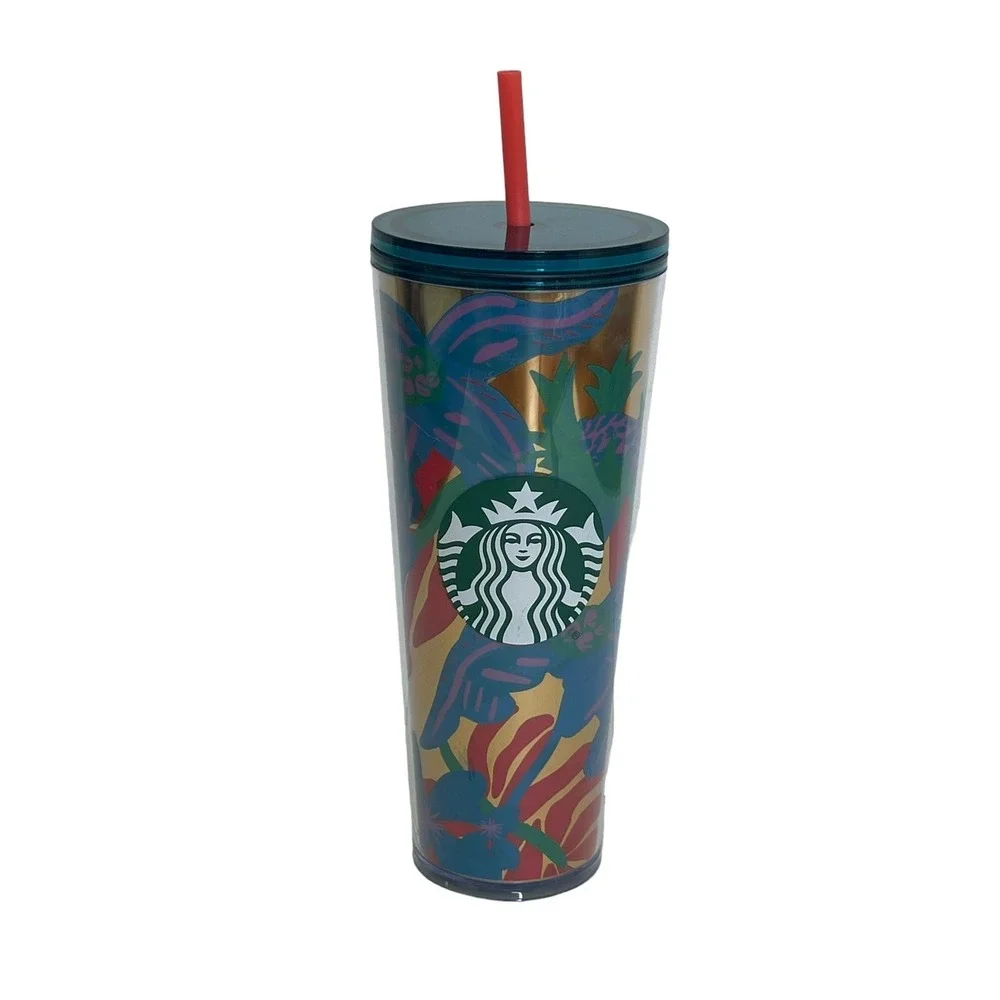 Starbucks Summer 2022 Forest Dream Aqua Terra Floral 24oz Tumbler Cold Cup (NEW)